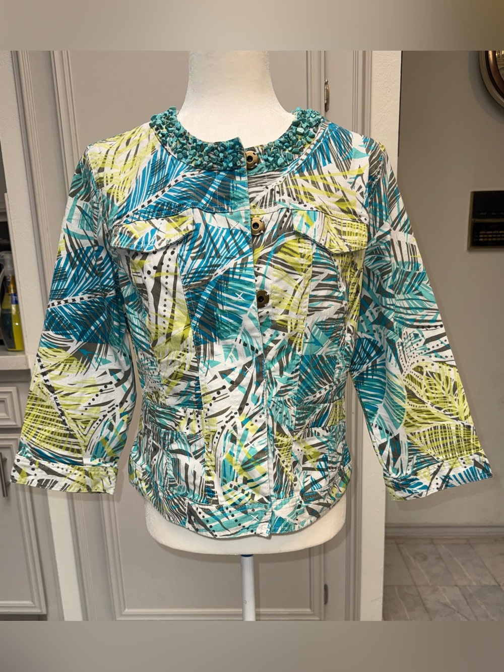 Ruby Rd tropical leaf-print jacket Sz
10, NWOT